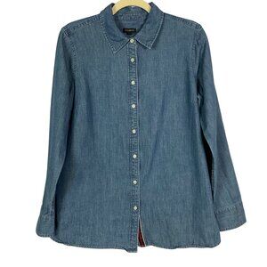 Talbots Denim Button-down, Medium, 100% Cotton, Button-down placket is striped
